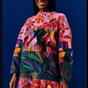 EUC Farm Rio Lilac Mixed Prints Sweatshirt